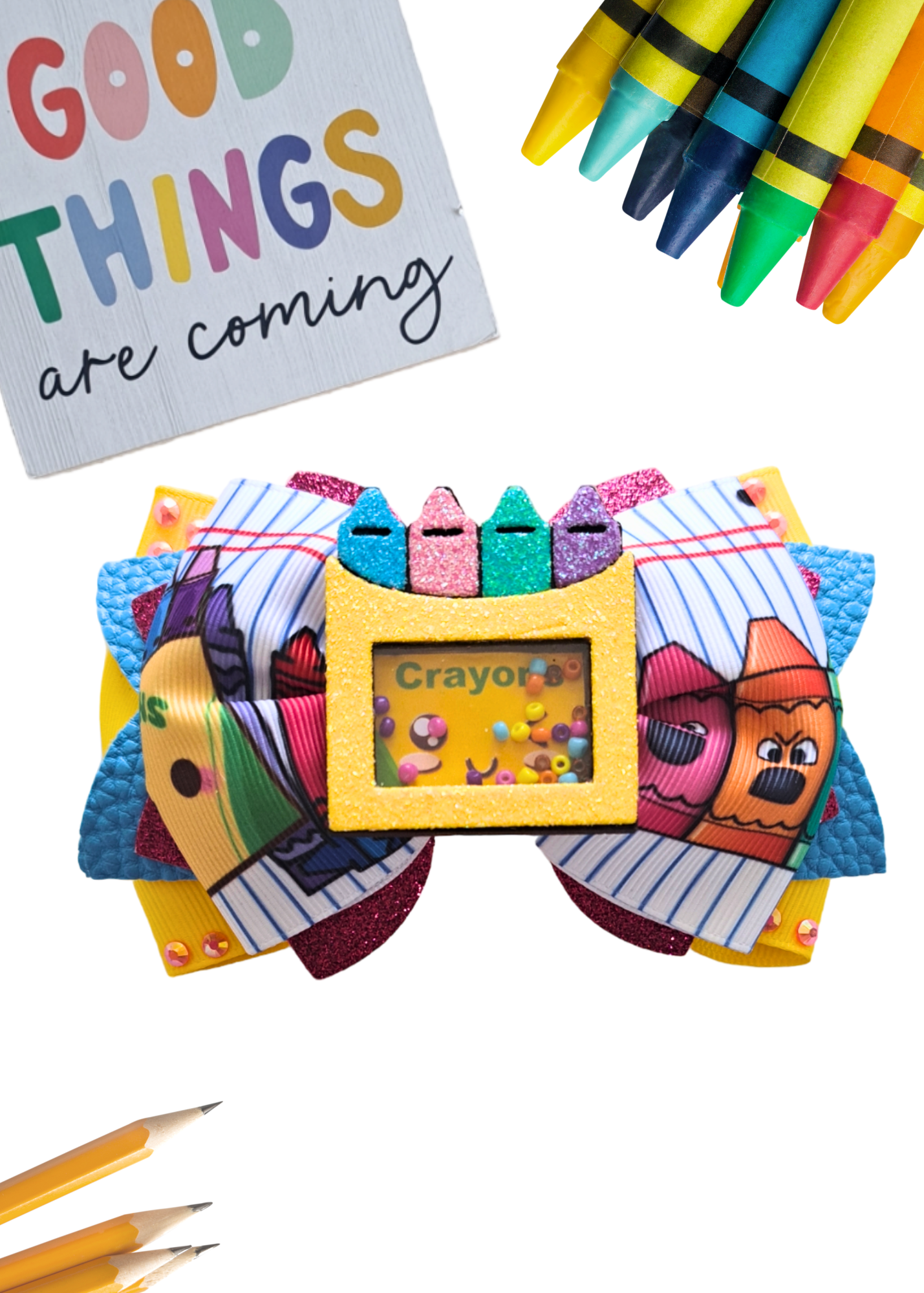 Colored Crayolas School Bow
