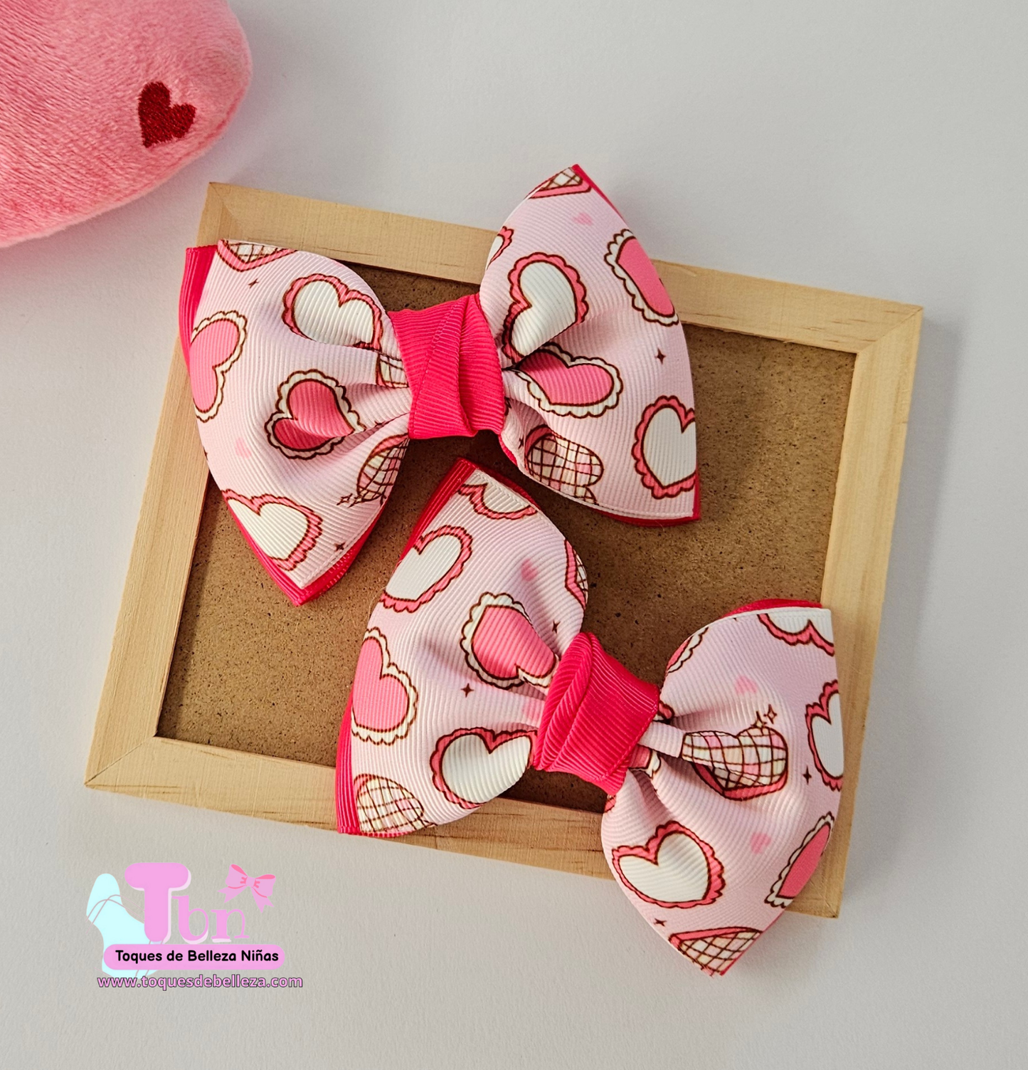 Set de Lazos Medianos Corazón rosa