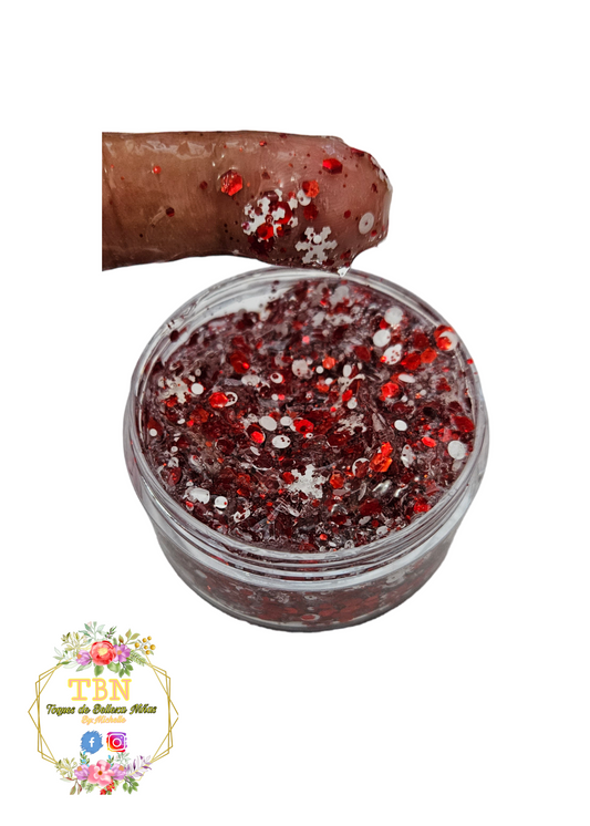 Hair Glitter Gel Christmas Rojo con Blanco