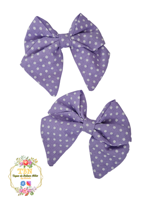 Violet Polka Dots Fabric Bow