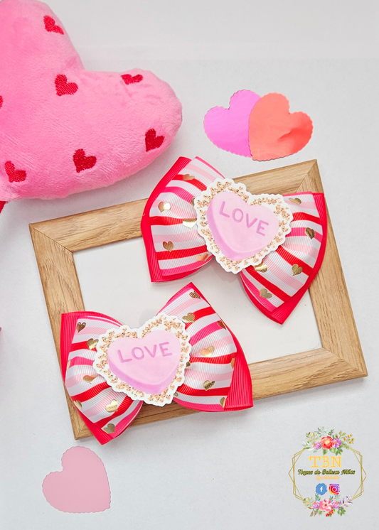 Valentine's Day Striped Bow