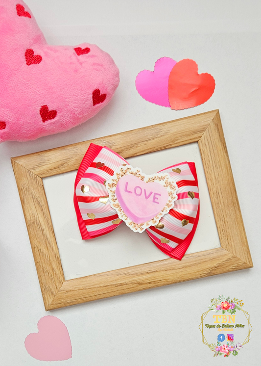 Valentine's Day Striped Bow