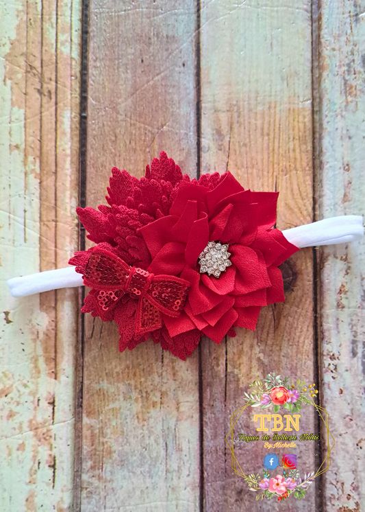 Headband de Flores Roja