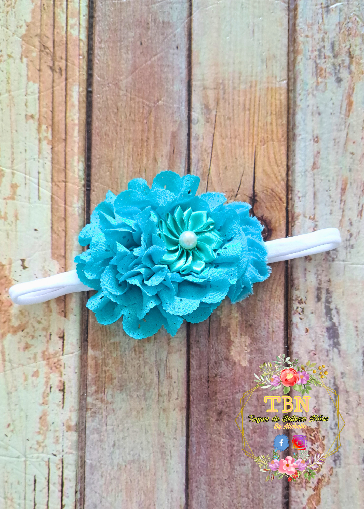 Headband de Flores color Aqua