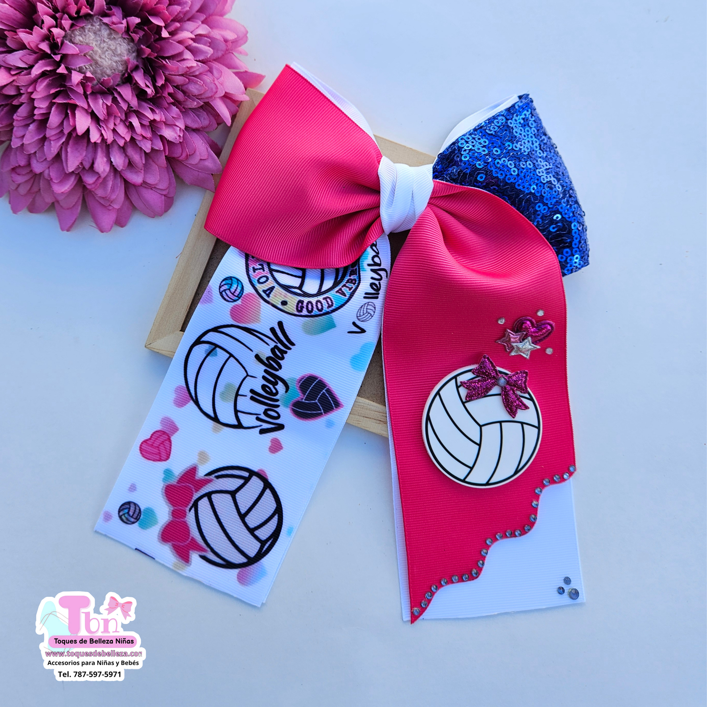 Lazo Grande Volleyball Fushia con Azul Royal