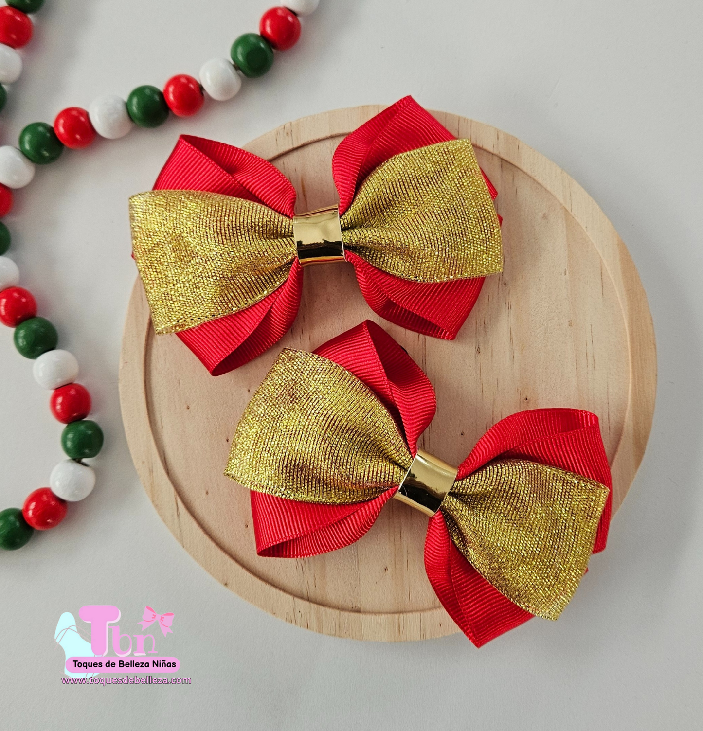 Set de Lazos Rojo con Dorado