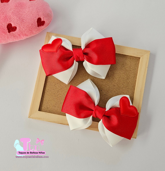 Set de Lazos Pequeños Rojo con Blanco