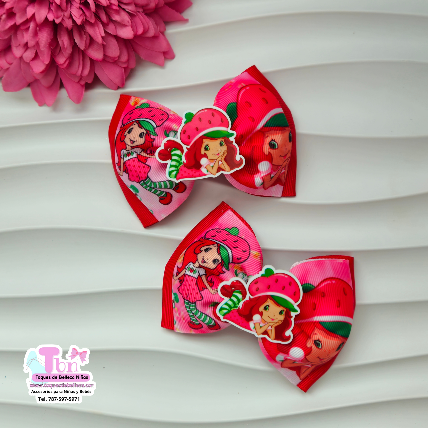 Set Lazos Medianos Strawberry Shortcake