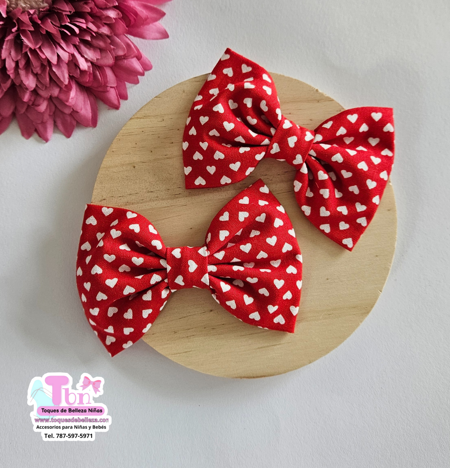 Set de Lazos en Tela corazones