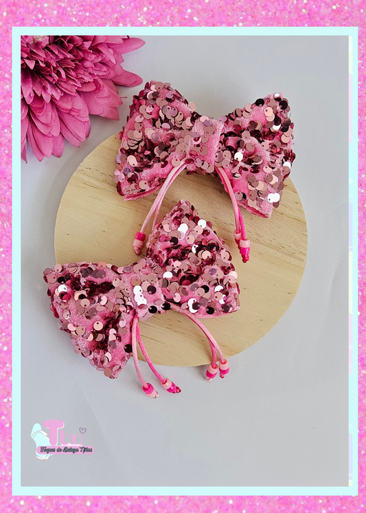 Set Lazos en Lentejuela Rosa