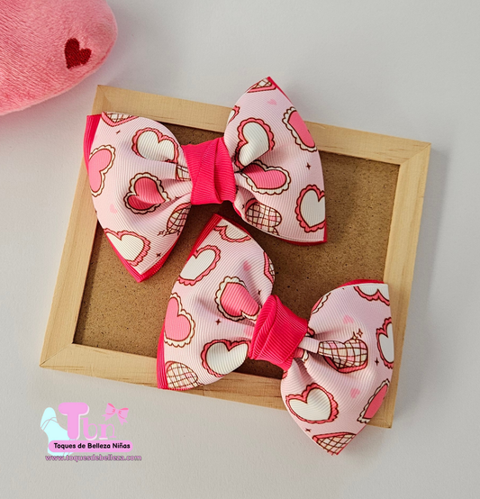 Set de Lazos Medianos  Corazón rosa