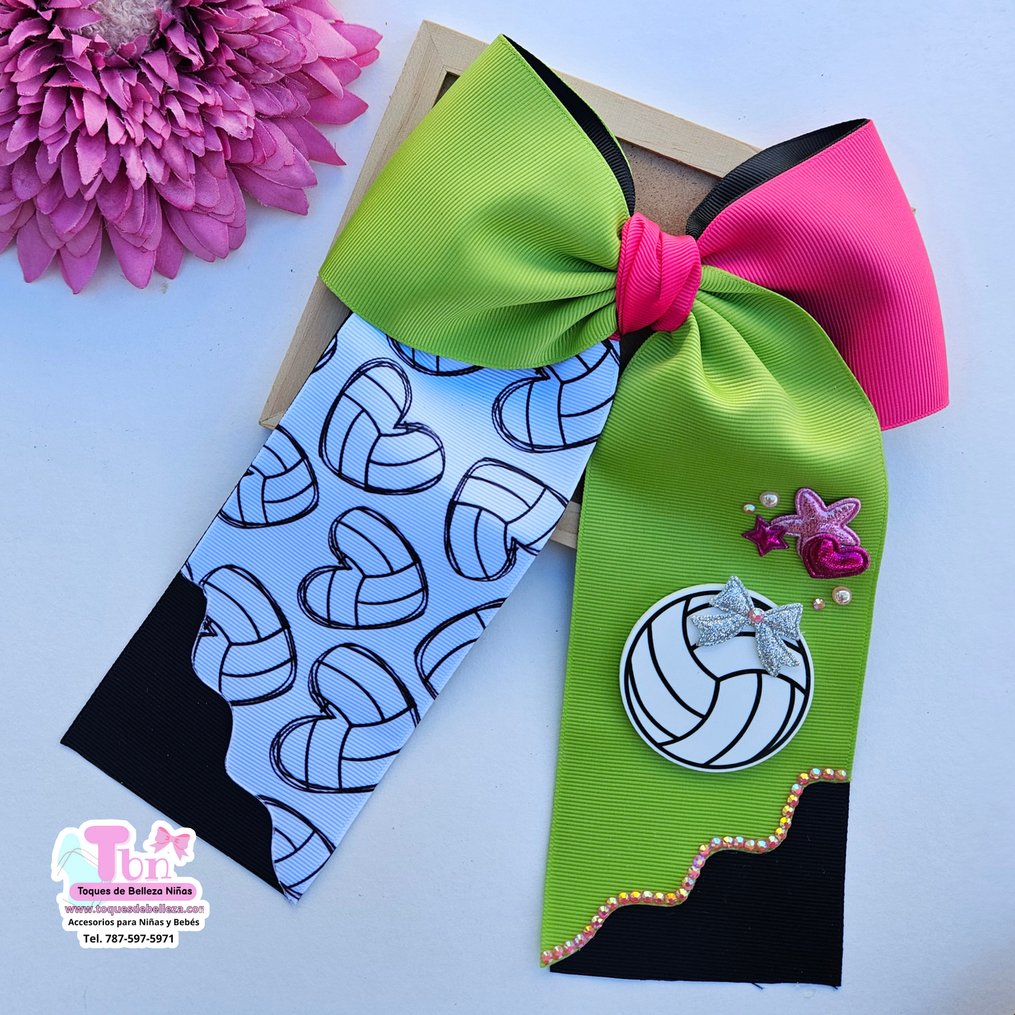 Lazo Grande Volleyball Verde Chatre con Fushia