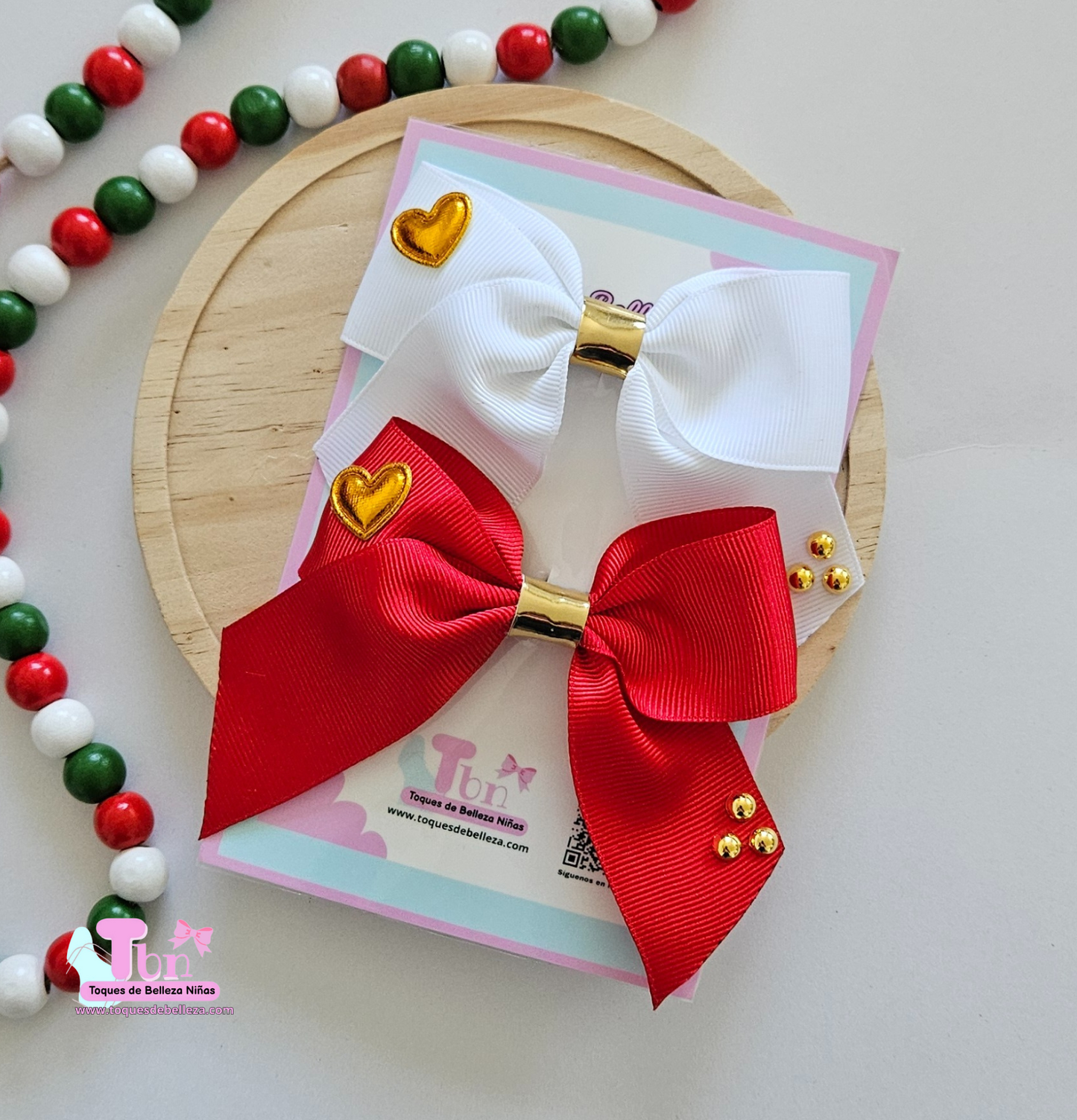 Set de Lazos pequeños Rojo y Blanco