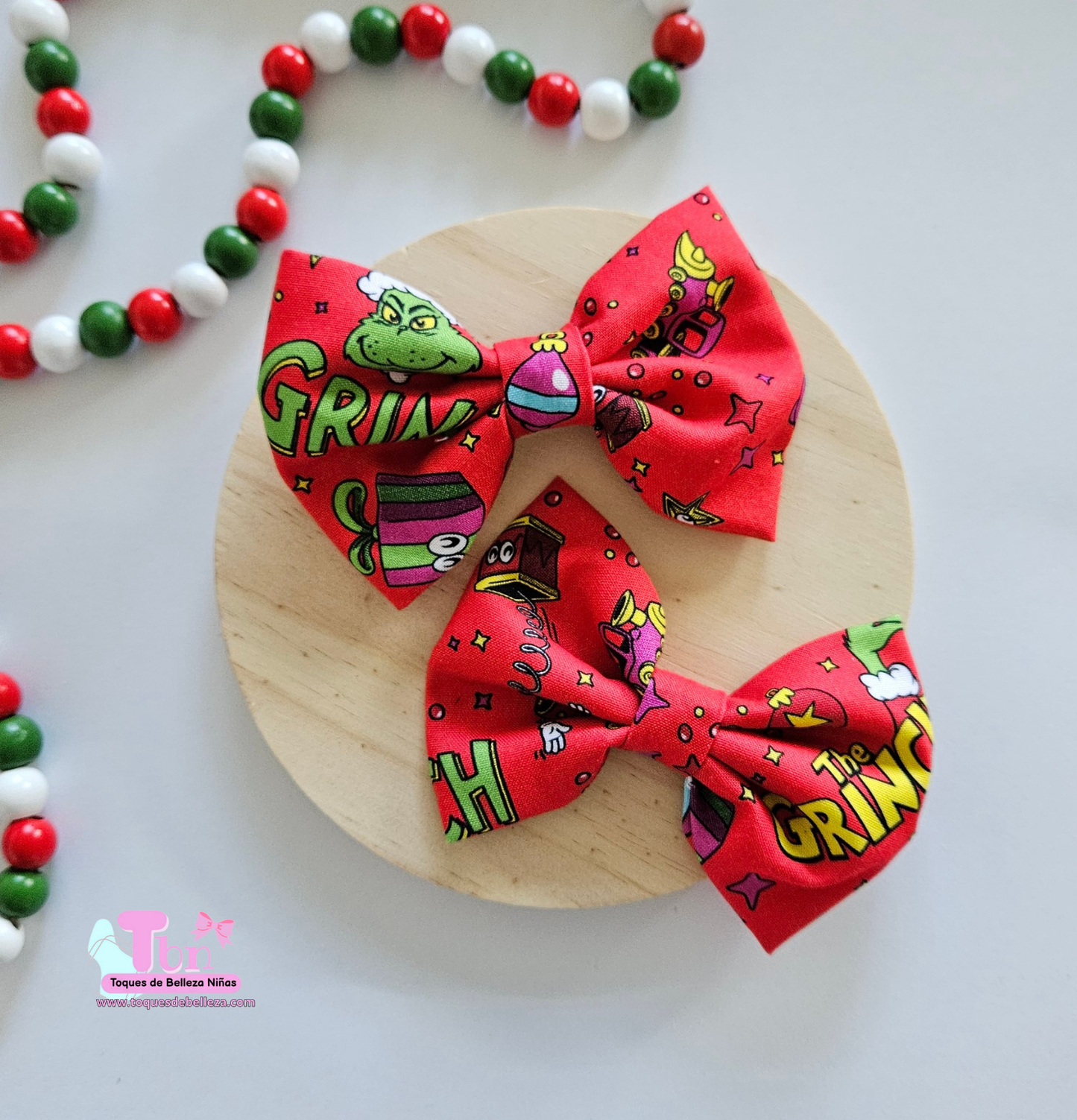 Set Lazos Medianos en Tela Grinch