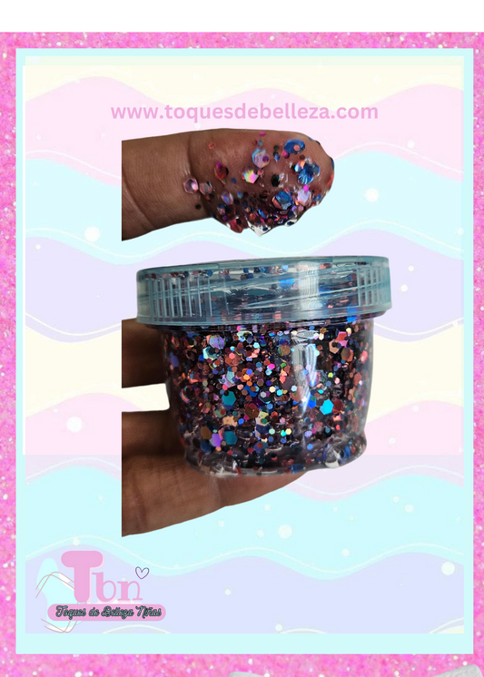 Hair Glitter Gel Rosa viejo con azul